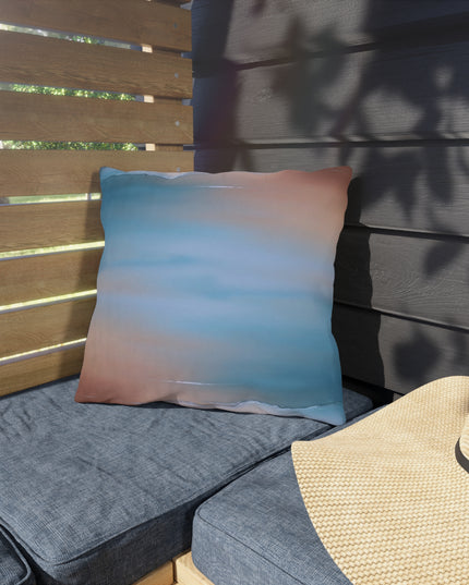 Blue Sea Peach Fog 16" x 16" Outdoor Pillow
