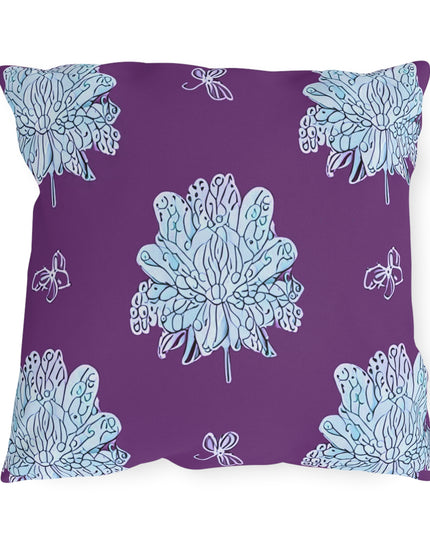 Blue Floral Butterflies 18" x 18" Outdoor Pillow