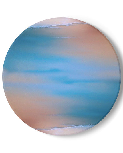 Blue Sea Peach Fog 4" x 4" Round Ceramic Coaster