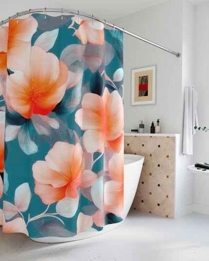 Orange Blossom Floral Bunch Shower Curtains, 71" x 74"