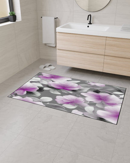Purple Blossom Floral Bunch Heavy Duty Floor Mat, 36" x 60"