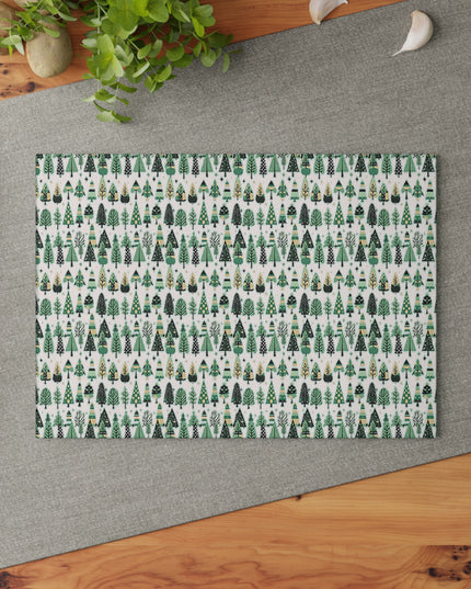 Mini Vintage Green Trees 8" x 11" Glass Cutting Board