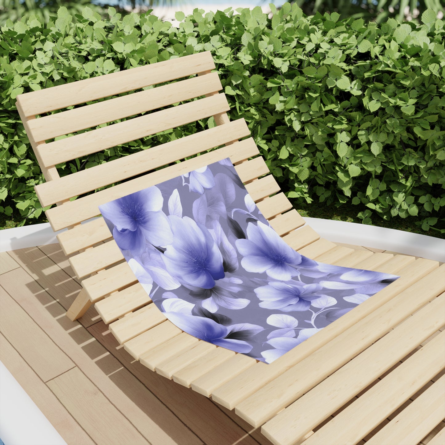 Indigo Blossom Floral Bunch Beach Towel, 18" x 27"