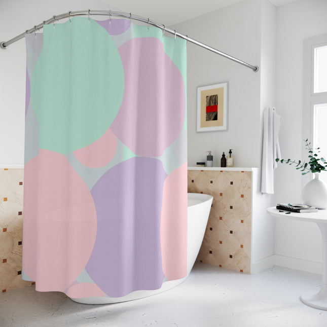 Pastel Peach and Soft Green Patches Shower Curtains, 71" x 74"