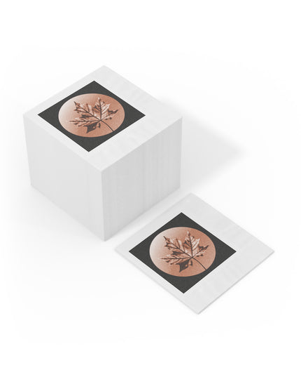 Soft Maple Leaf White Coined Napkins, 6.5" x 6.5"