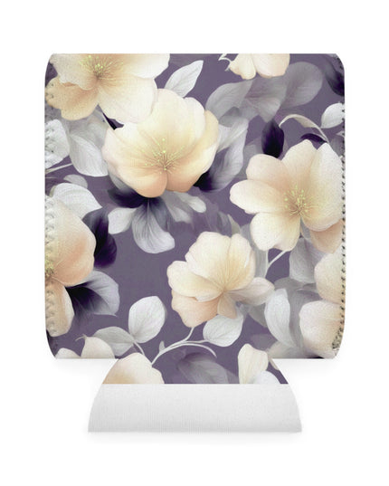 White Blush Floral Bunch 12 oz Can Cooler Sleeve