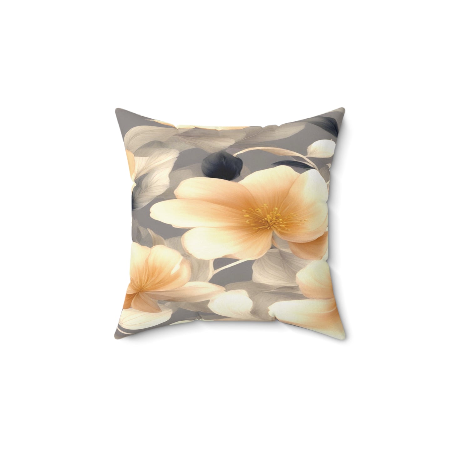 Soft Blossom Floral Bunch Faux Suede Square Pillow, 14" x 14"