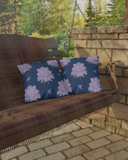 Purple White Floral Butterflies 16" x 16" Outdoor Pillow
