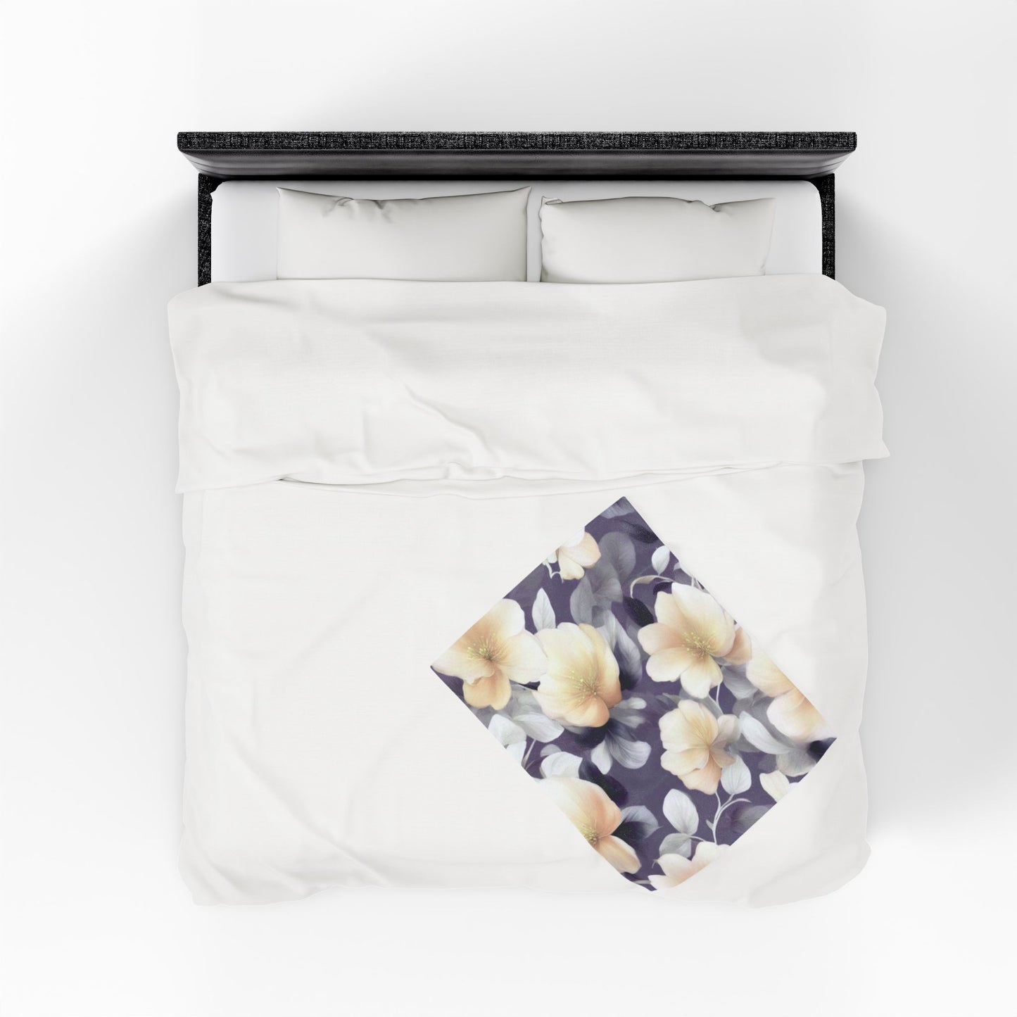White Blush Floral Bunch Velveteen Plush Blanket, 30" x 40"