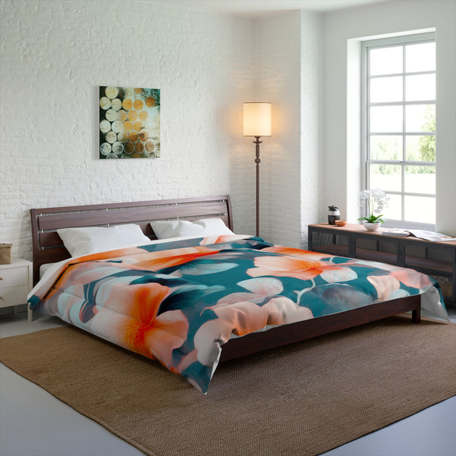 Orange Blossom Floral Bunch Comforter, 104" × 88"