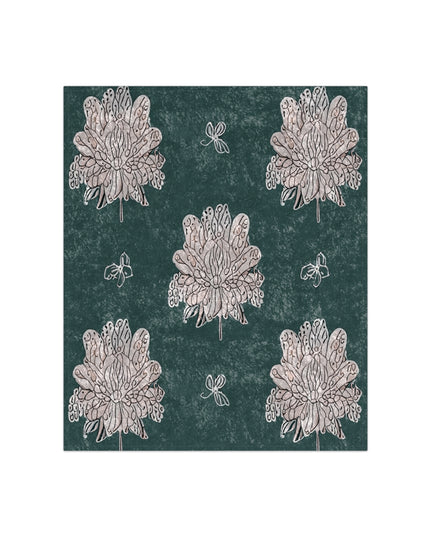 Soft White Floral Butterflies 50" x 60" Crushed Velvet Blanket