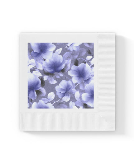 Indigo Blossom Floral Bunch White Coined Napkins, 6.5" x 6.5"