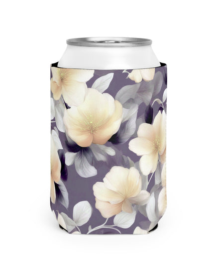 White Blush Floral Bunch 12 oz Can Cooler Sleeve
