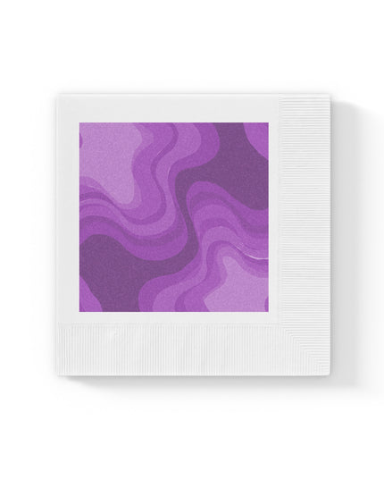 Wavey Purple Wavey White Coined Napkins, 6.5" x 6.5"