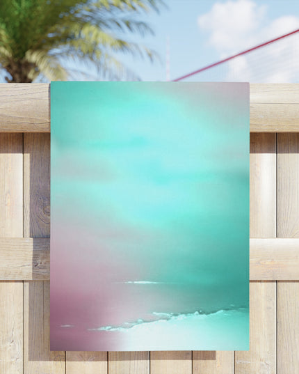 Green Sea Lavender Fog Beach Towel, 24" x 44"