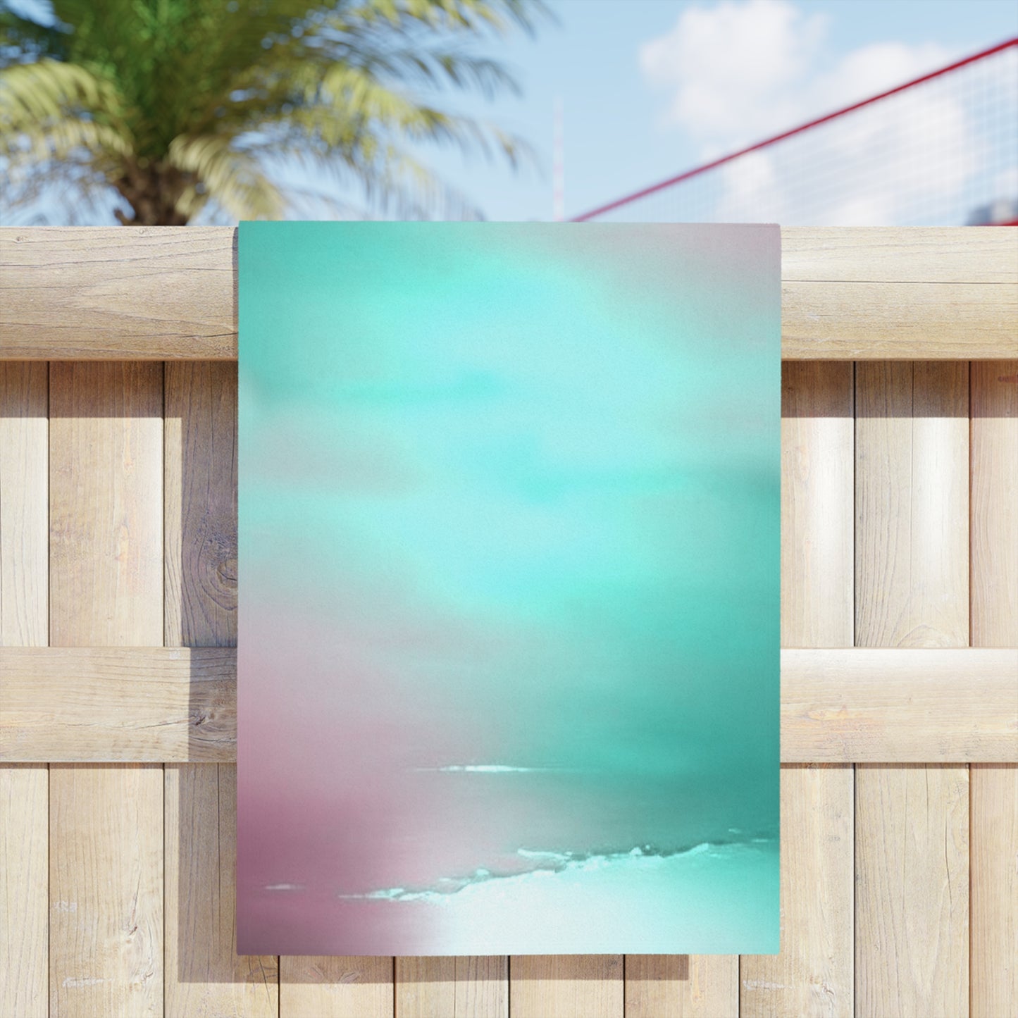 Green Sea Lavender Fog Beach Towel, 24" x 44"