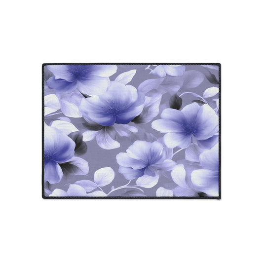 Indigo Blossom Floral Bunch Heavy Duty Floor Mat, 18" x 24"