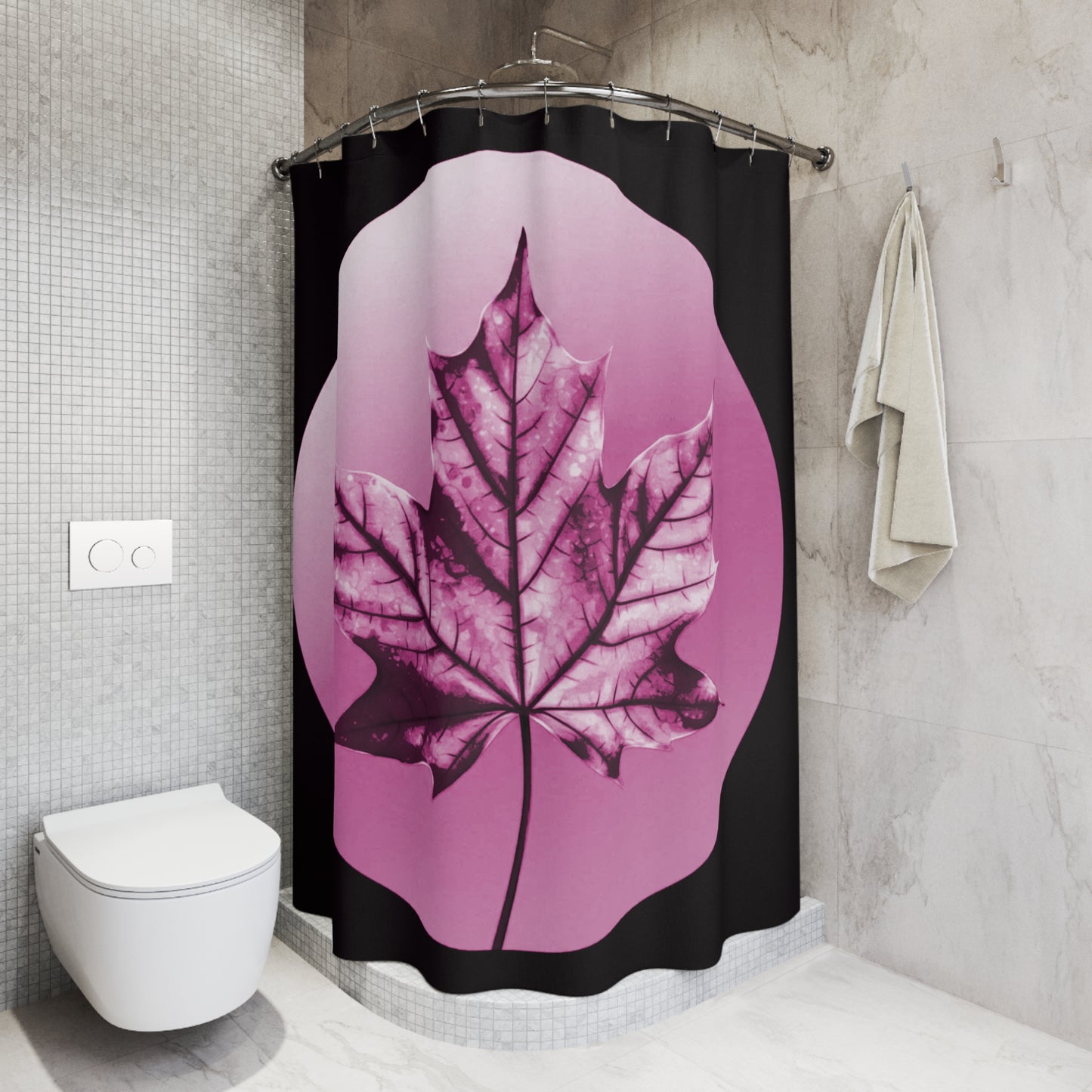 Magenta Maple Leaf Shower Curtains, 71" x 74"