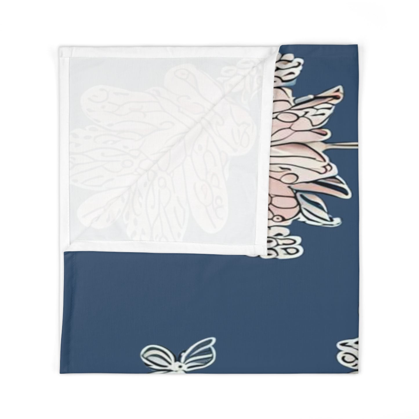 Rose White Floral Butterflies Baby Swaddle 30″×40″ Blanket