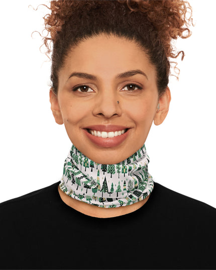 Mini Vintage Green Trees Midweight Neck Gaiter