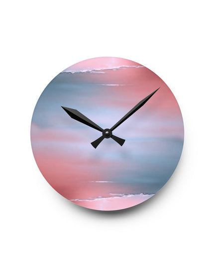 Gray Sea Pink Fog Acrylic Round Wall Clock, 8" x 8"