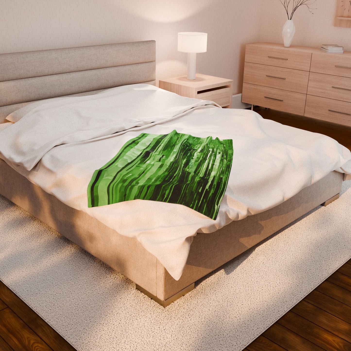 Striped Mint Pastel Velveteen Plush Blanket, 30" x 40"