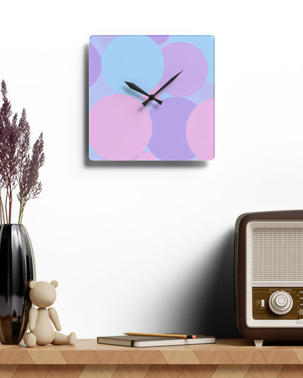 Pastel Purple and Mauve Patches Acrylic Wall Clock, Round or Square, 10.75" x 10.75"