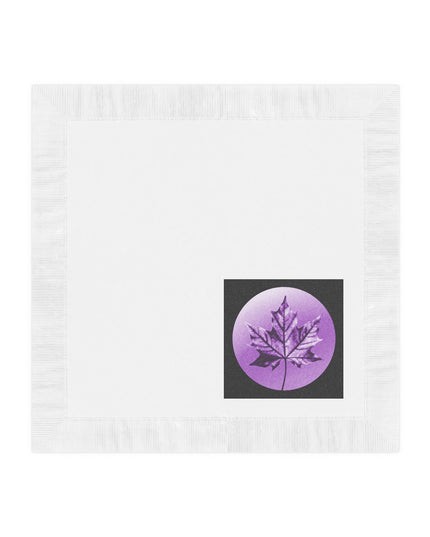Purple Maple Leaf White Coined Napkins, 4.8" x 4.8"