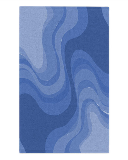Deep Blue Wavey Rally Towel, 11" x 18"