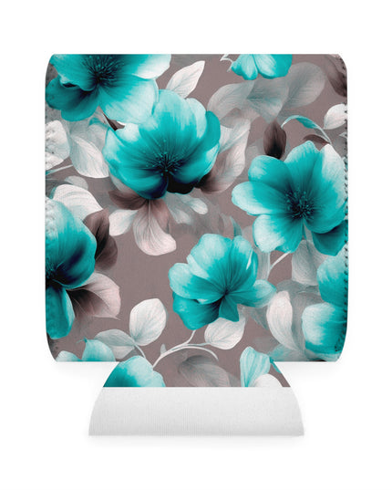 Tif Green Gray Floral Bunch 12 oz Can Cooler Sleeve