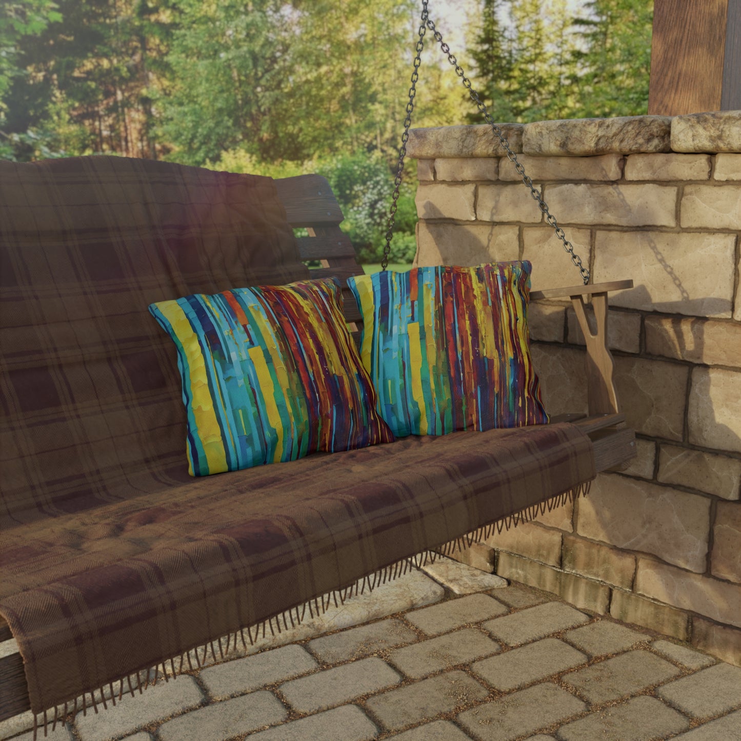 Striped Alpha Pastel 16" x 16" Outdoor Pillow