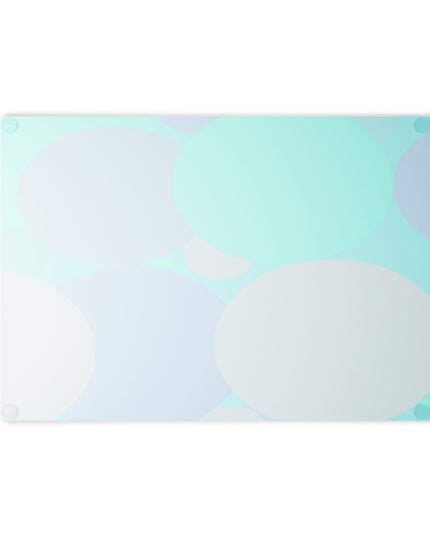 Pastel Tan and Tif Patches 8" x 11" Glass Cutting Board