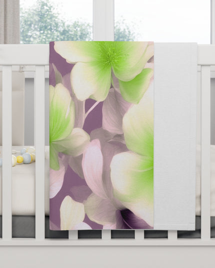 Lime Lavender Floral Bunch Soft Fleece Baby Blanket, 30" x 40"