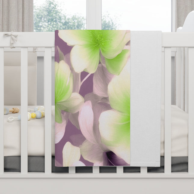 Lime Lavender Floral Bunch Soft Fleece Baby Blanket, 30" x 40"