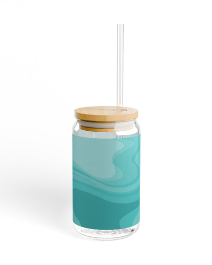 Tif Green Wavey Sipper Glass, 16oz