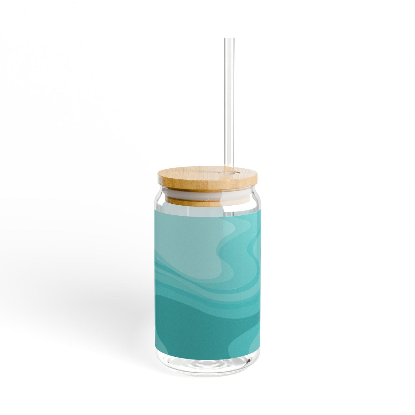 Tif Green Wavey Sipper Glass, 16oz