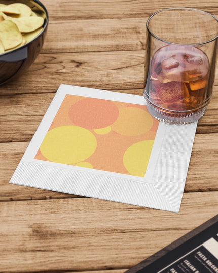 Pastel Bright Oranges Patches White Coined Napkins, 6.5" x 6.5"