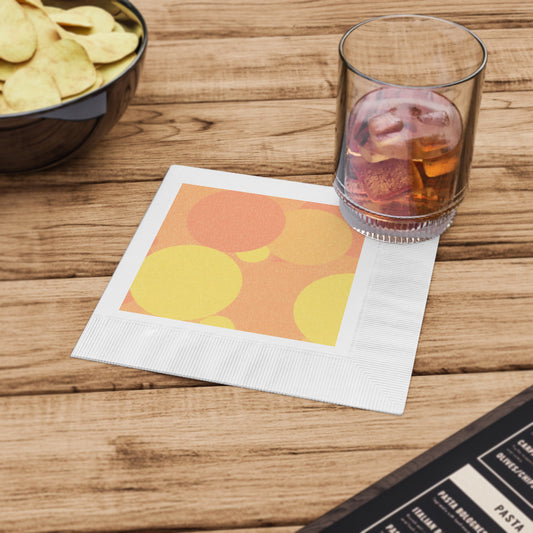Pastel Bright Oranges Patches White Coined Napkins, 6.5" x 6.5"