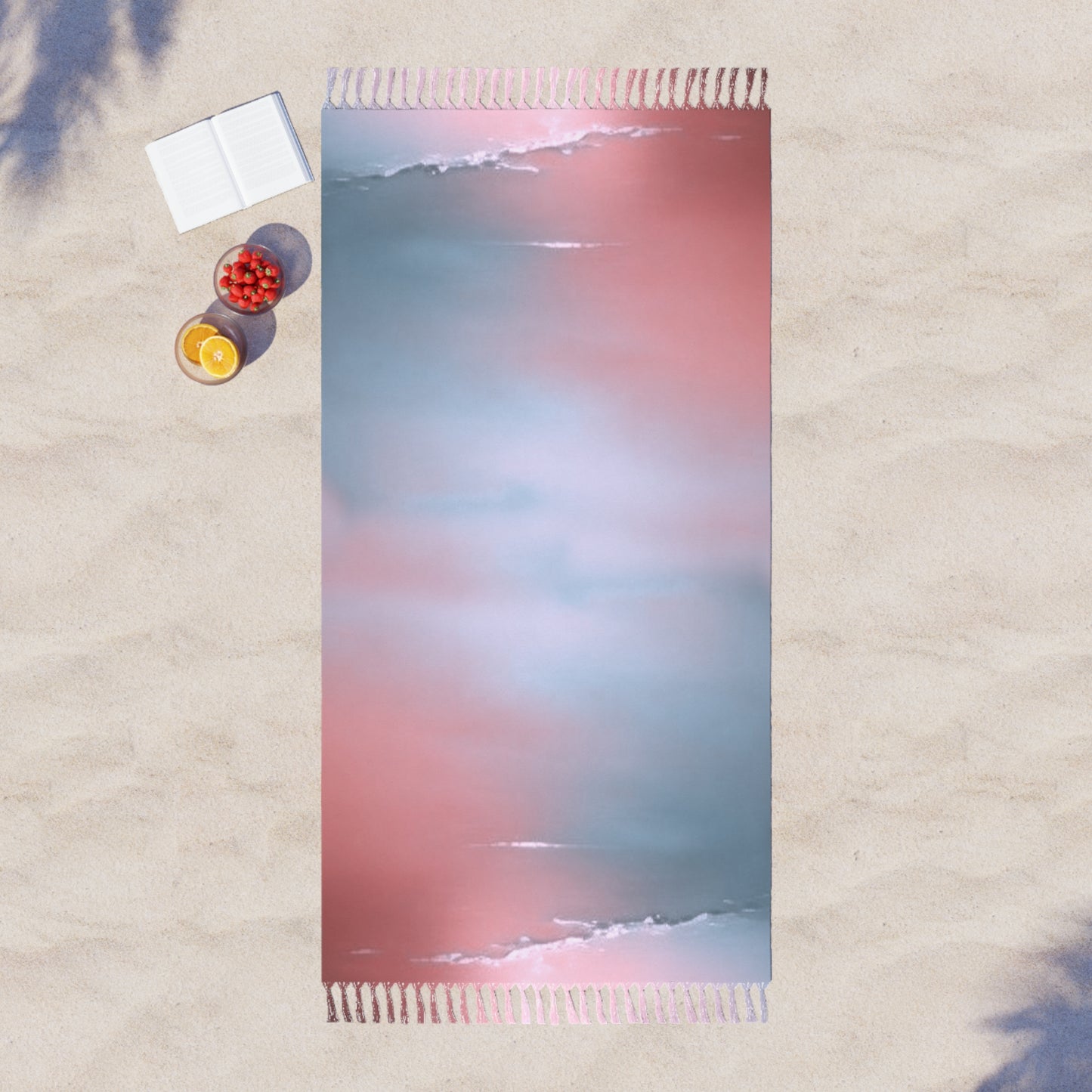 Blue Sea Peach Fog 38" × 81" Boho Beach Cloth