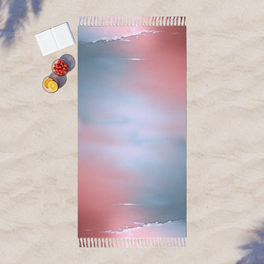 Blue Sea Peach Fog 38" × 81" Boho Beach Cloth