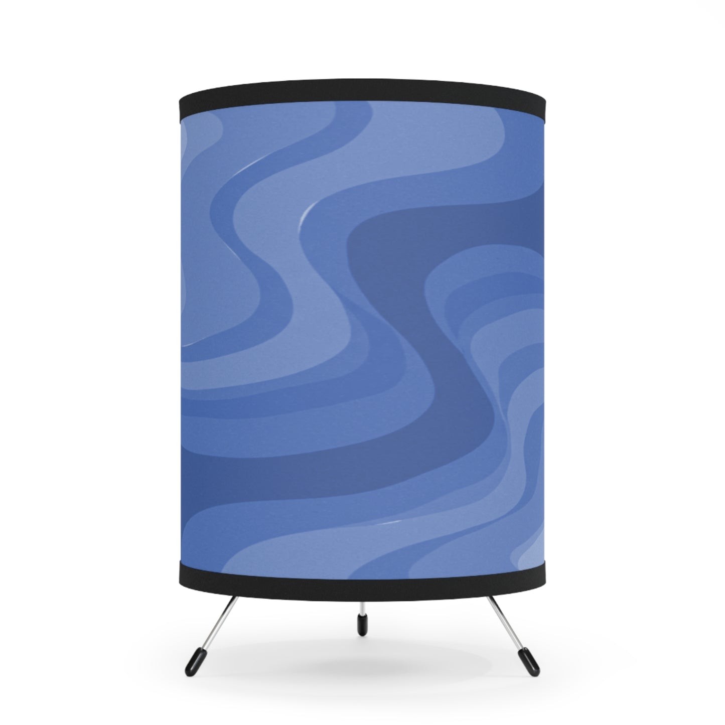 Deep Blue Wavey Tripod Lamp with High-Res Printed Shade, US\CA plug