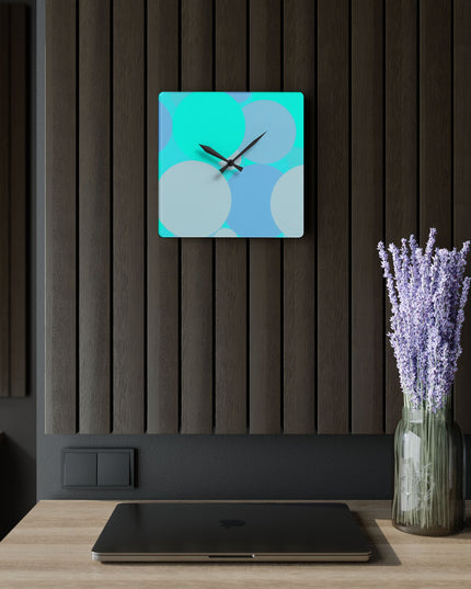 Pastel Tan and Tif Patches Acrylic Wall Clock, Round or Square, 10.75" x 10.75"