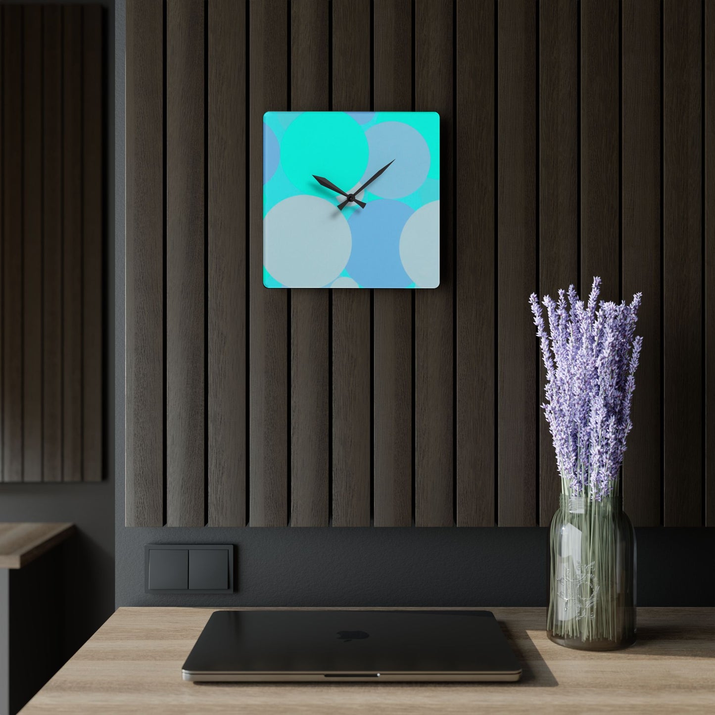 Pastel Tan and Tif Patches Acrylic Wall Clock, Round or Square, 10.75" x 10.75"