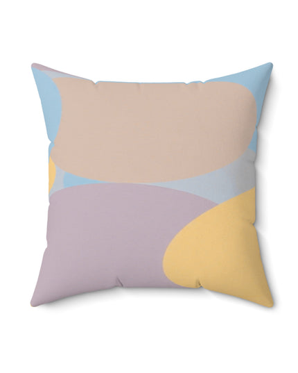Pastel Baby Blue and Peach Patches 18" x 18" Faux Suede Square Pillow