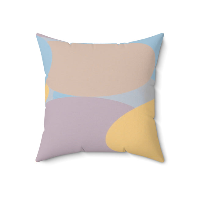 Pastel Baby Blue and Peach Patches 18" x 18" Faux Suede Square Pillow