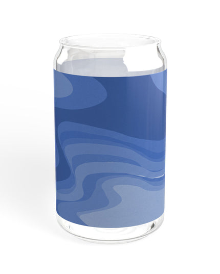 Deep Blue Wavey Sipper Glass, 16oz