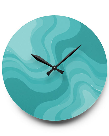 Tif Green Wavey 10.75" x 10.75" Round or Square Acrylic Wall Clock