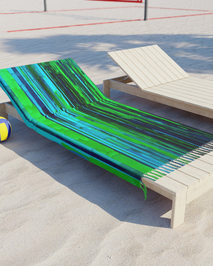 Striped Blue Green 38" × 81" Boho Beach Cloth