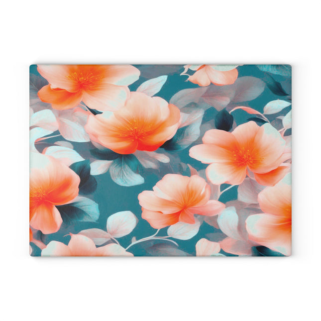 Orange Blossom Floral Bunch Glass Cutting Board, 11" x 15"