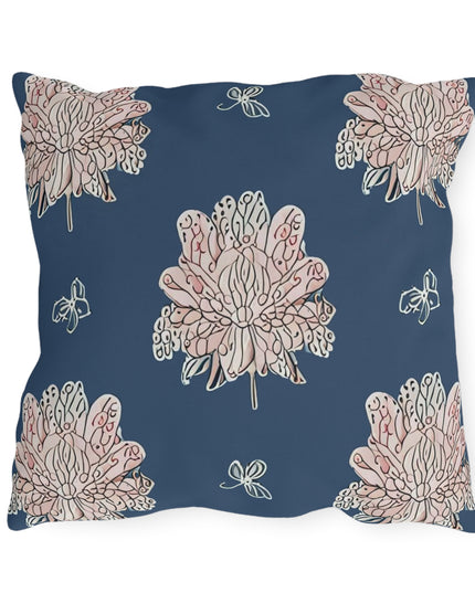 Rose White Floral Butterflies 18" x 18" Outdoor Pillow